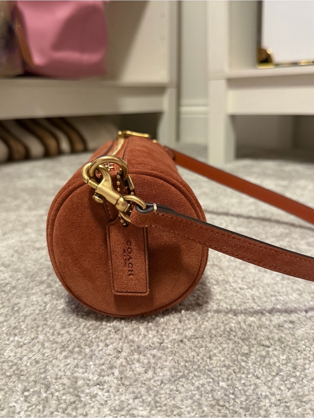 Coach Suede Barrel Bag in Clay - Picture 2 of 3